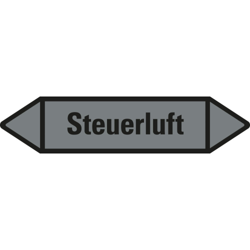 Rohrleitungsetikett Steuerluft, grau-schwarz, für Rohre mit Ø ab 90 mm, Standardfolie, 440 x 100 mm, 2 St./Bogen
