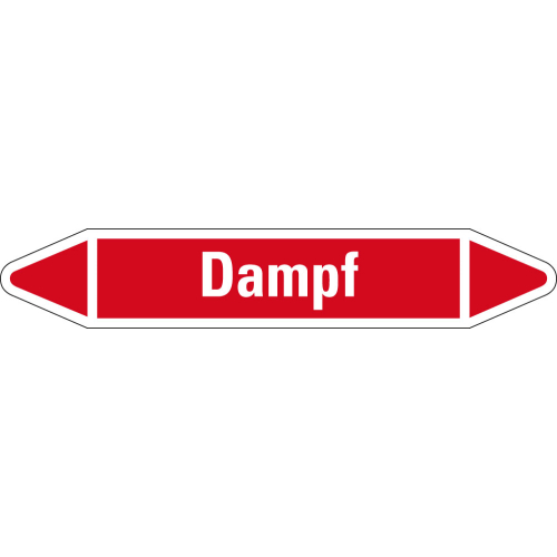 Rohrleitungsetikett Dampf, rot-weiß, für Rohre mit Ø 15 - 25 mm, Standardfolie, 96 x 17 mm, 8 St./Bogen