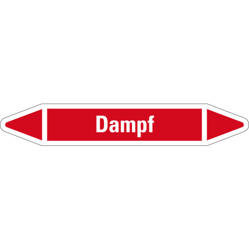 Rohrleitungsetikett Dampf, rot-weiß, für Rohre mit Ø 25 - 40 mm, Standardfolie, 154 x 26 mm, 5 St./Bogen Rohrleitungsetikett Dampf, rot-weiß, für Rohre mit Ø 25 - 40 mm, Standardfolie, 154 x 26 mm, 5 St./Bogen