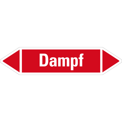 Rohrleitungsetikett Dampf, rot-weiß, für Rohre mit Ø ab 90 mm, Standardfolie, 440 x 100 mm, 2 St./Bogen Rohrleitungsetikett Dampf, rot-weiß, für Rohre mit Ø ab 90 mm, Standardfolie, 440 x 100 mm, 2 St./Bogen