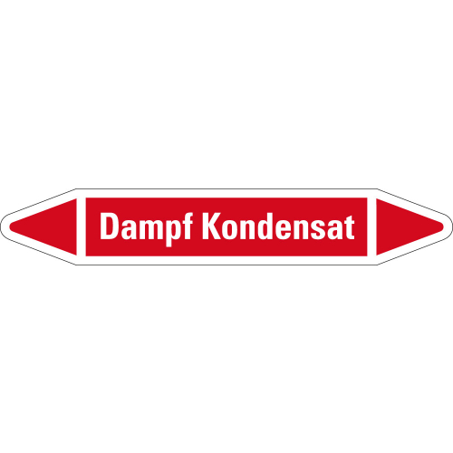 Rohrleitungsetikett Dampf Kondensat, rot-weiß, für Rohre mit Ø 25 - 40 mm, Standardfolie, 154 x 26 mm, 5 St./Bogen Rohrleitungsetikett Dampf Kondensat, rot-weiß, für Rohre mit Ø 25 - 40 mm, Standardfolie, 154 x 26 mm, 5 St./Bogen