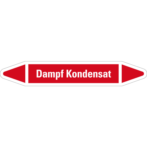 Rohrleitungsetikett Dampf Kondensat, rot-weiß, für Rohre mit Ø 40 - 60 mm, Standardfolie, 218 x 37 mm, 5 St./Bogen Rohrleitungsetikett Dampf Kondensat, rot-weiß, für Rohre mit Ø 40 - 60 mm, Standardfolie, 218 x 37 mm, 5 St./Bogen