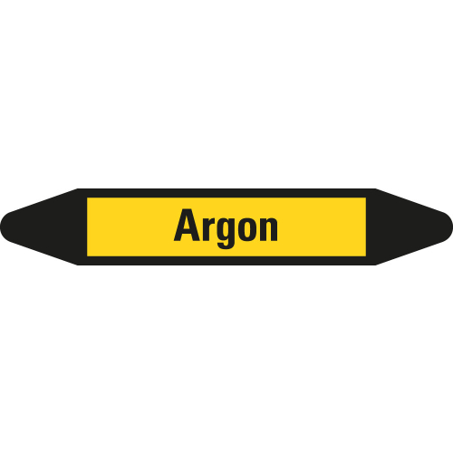 Rohrleitungsetikett Argon, gelb-schwarz, für Rohre mit Ø 40 - 60 mm, Standardfolie, 218 x 37 mm, 5 St./Bogen Rohrleitungsetikett Argon, gelb-schwarz, für Rohre mit Ø 40 - 60 mm, Standardfolie, 218 x 37 mm, 5 St./Bogen