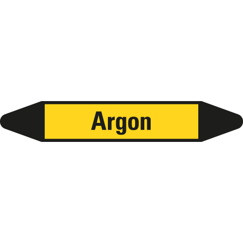 Rohrleitungsetikett Argon, gelb-schwarz, für Rohre mit Ø 60 - 90 mm, Standardfolie, 310 x 52 mm, 3 St./Bogen