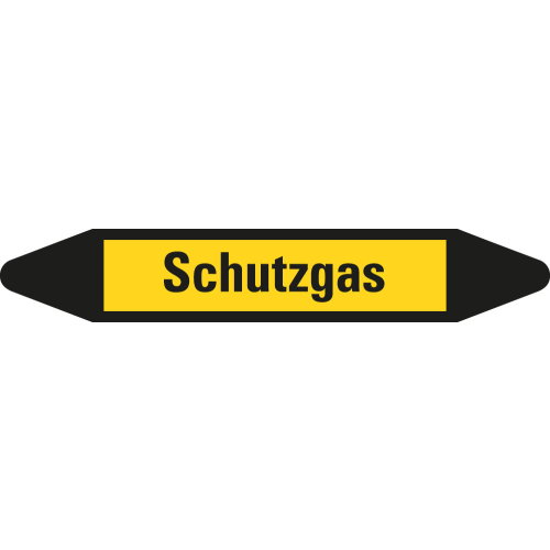Rohrleitungsetikett Schutzgas, gelb-schwarz, für Rohre mit Ø 25 - 40 mm, Standardfolie, 154 x 26 mm, 5 St./Bogen Rohrleitungsetikett Schutzgas, gelb-schwarz, für Rohre mit Ø 25 - 40 mm, Standardfolie, 154 x 26 mm, 5 St./Bogen