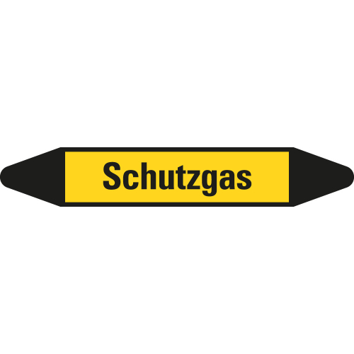 Rohrleitungsetikett Schutzgas, gelb-schwarz, für Rohre mit Ø 60 - 90 mm, Standardfolie, 310 x 52 mm, 3 St./Bogen Rohrleitungsetikett Schutzgas, gelb-schwarz, für Rohre mit Ø 60 - 90 mm, Standardfolie, 310 x 52 mm, 3 St./Bogen