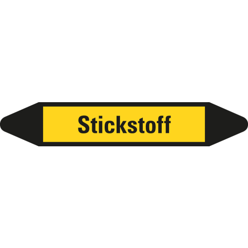 Rohrleitungsetikett Stickstoff, gelb-schwarz, für Rohre mit Ø 15 - 25 mm, Standardfolie, 96 x 17 mm, 8 St./Bogen Rohrleitungsetikett Stickstoff, gelb-schwarz, für Rohre mit Ø 15 - 25 mm, Standardfolie, 96 x 17 mm, 8 St./Bogen