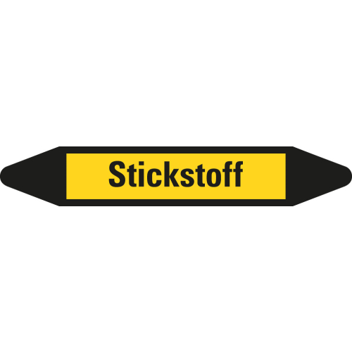 Rohrleitungsetikett Stickstoff, gelb-schwarz, für Rohre mit Ø 25 - 40 mm, Standardfolie, 154 x 26 mm, 5 St./Bogen Rohrleitungsetikett Stickstoff, gelb-schwarz, für Rohre mit Ø 25 - 40 mm, Standardfolie, 154 x 26 mm, 5 St./Bogen