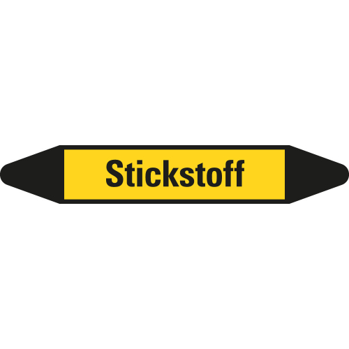 Rohrleitungsetikett Stickstoff, gelb-schwarz, für Rohre mit Ø 60 - 90 mm, Standardfolie, 310 x 52 mm, 3 St./Bogen Rohrleitungsetikett Stickstoff, gelb-schwarz, für Rohre mit Ø 60 - 90 mm, Standardfolie, 310 x 52 mm, 3 St./Bogen