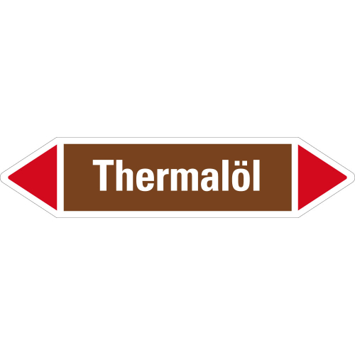 Rohrleitungsetikett Thermalöl, braun-weiß-rot, für Rohre mit Ø ab 90 mm, Standardfolie, 440 x 100 mm, 2 St./Bogen Rohrleitungsetikett Thermalöl, braun-weiß-rot, für Rohre mit Ø ab 90 mm, Standardfolie, 440 x 100 mm, 2 St./Bogen