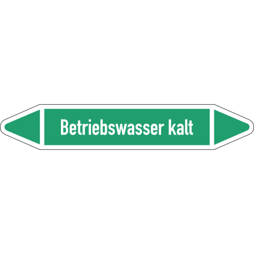 Rohrleitungsetikett Betriebswasser kalt, gemäß DIN 2403, grün-weiß, für Rohre mit Ø 15 - 25 mm, Standardfolie, 96 x 17 mm, 8 St./Bogen Rohrleitungsetikett Betriebswasser kalt, gemäß DIN 2403, grün-weiß, für Rohre mit Ø 15 - 25 mm, Standardfolie, 96 x 17 mm, 8 St./Bogen