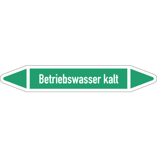 Rohrleitungsetikett Betriebswasser kalt, gemäß DIN 2403, grün-weiß, für Rohre mit Ø 25 - 40 mm, Standardfolie, 154 x 26 mm, 5 St./Bogen Rohrleitungsetikett Betriebswasser kalt, gemäß DIN 2403, grün-weiß, für Rohre mit Ø 25 - 40 mm, Standardfolie, 154 x 26 mm, 5 St./Bogen