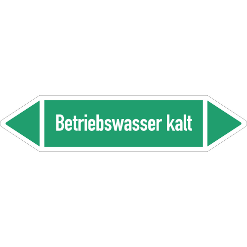 Rohrleitungsetikett Betriebswasser kalt, gemäß DIN 2403, grün-weiß, für Rohre mit Ø ab 90 mm, Standardfolie, 440 x 100 mm, 2 St./Bogen Rohrleitungsetikett Betriebswasser kalt, gemäß DIN 2403, grün-weiß, für Rohre mit Ø ab 90 mm, Standardfolie, 440 x 100 mm, 2 St./Bogen