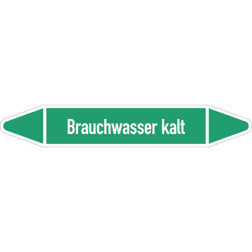 Rohrleitungsetikett Brauchwasser kalt, gemäß DIN 2403, grün-weiß, für Rohre mit Ø 60 - 90 mm, Standardfolie, 310 x 52 mm, 3 St./Bogen Rohrleitungsetikett Brauchwasser kalt, gemäß DIN 2403, grün-weiß, für Rohre mit Ø 60 - 90 mm, Standardfolie, 310 x 52 mm, 3 St./Bogen