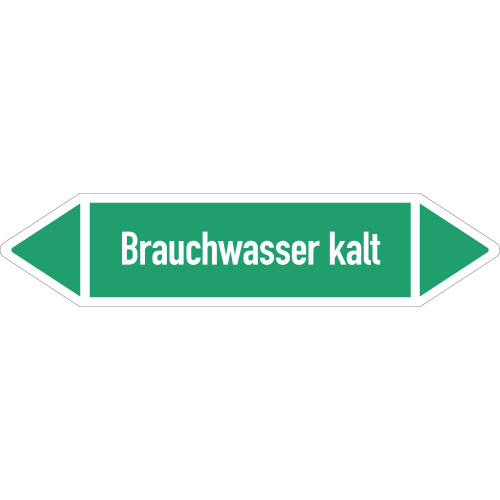 Rohrleitungsetikett Brauchwasser kalt, gemäß DIN 2403, grün-weiß, für Rohre mit Ø ab 90 mm, Standardfolie, 440 x 100 mm, 2 St./Bogen Rohrleitungsetikett Brauchwasser kalt, gemäß DIN 2403, grün-weiß, für Rohre mit Ø ab 90 mm, Standardfolie, 440 x 100 mm, 2 St./Bogen