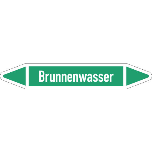Rohrleitungsetikett Brunnenwasser, gemäß DIN 2403, grün-weiß, für Rohre mit Ø 25 - 40 mm, Standardfolie, 154 x 26 mm, 5 St./Bogen Rohrleitungsetikett Brunnenwasser, gemäß DIN 2403, grün-weiß, für Rohre mit Ø 25 - 40 mm, Standardfolie, 154 x 26 mm, 5 St./Bogen