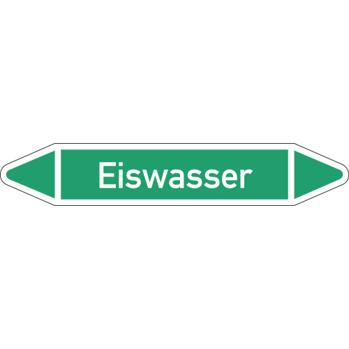 Rohrleitungsetikett Eiswasser, gemäß DIN 2403, grün-weiß, für Rohre mit Ø 15 - 25 mm, Standardfolie, 96 x 17 mm, 8 St./Bogen Rohrleitungsetikett Eiswasser, gemäß DIN 2403, grün-weiß, für Rohre mit Ø 15 - 25 mm, Standardfolie, 96 x 17 mm, 8 St./Bogen