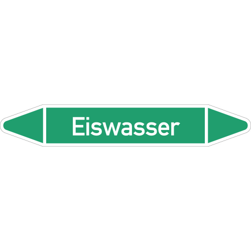 Rohrleitungsetikett Eiswasser, gemäß DIN 2403, grün-weiß, für Rohre mit Ø 60 - 90 mm, Standardfolie, 310 x 52 mm, 3 St./Bogen Rohrleitungsetikett Eiswasser, gemäß DIN 2403, grün-weiß, für Rohre mit Ø 60 - 90 mm, Standardfolie, 310 x 52 mm, 3 St./Bogen