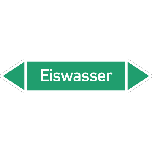 Rohrleitungsetikett Eiswasser, gemäß DIN 2403, grün-weiß, für Rohre mit Ø ab 90 mm, Standardfolie, 440 x 100 mm, 2 St./Bogen Rohrleitungsetikett Eiswasser, gemäß DIN 2403, grün-weiß, für Rohre mit Ø ab 90 mm, Standardfolie, 440 x 100 mm, 2 St./Bogen