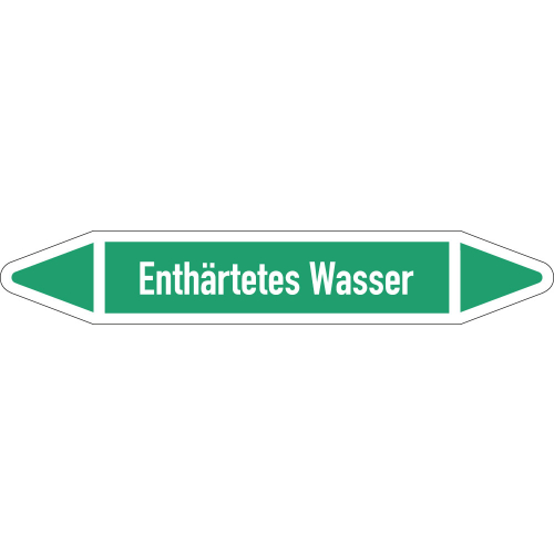 Rohrleitungsetikett Enthärtetes Wasser, gemäß DIN 2403, grün-weiß, für Rohre mit Ø 25 - 40 mm, Standardfolie, 154 x 26 mm, 5 St./Bogen Rohrleitungsetikett Enthärtetes Wasser, gemäß DIN 2403, grün-weiß, für Rohre mit Ø 25 - 40 mm, Standardfolie, 154 x 26 mm, 5 St./Bogen
