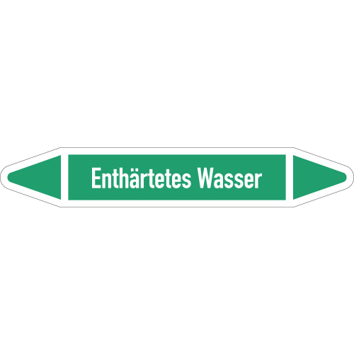 Rohrleitungsetikett Enthärtetes Wasser, gemäß DIN 2403, grün-weiß, für Rohre mit Ø 40 - 60 mm, Standardfolie, 218 x 37 mm, 5 St./Bogen Rohrleitungsetikett Enthärtetes Wasser, gemäß DIN 2403, grün-weiß, für Rohre mit Ø 40 - 60 mm, Standardfolie, 218 x 37 mm, 5 St./Bogen