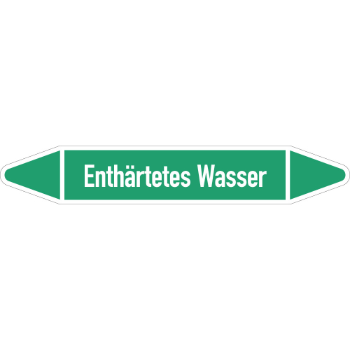 Rohrleitungsetikett Enthärtetes Wasser, gemäß DIN 2403, grün-weiß, für Rohre mit Ø 60 - 90 mm, Standardfolie, 310 x 52 mm, 3 St./Bogen Rohrleitungsetikett Enthärtetes Wasser, gemäß DIN 2403, grün-weiß, für Rohre mit Ø 60 - 90 mm, Standardfolie, 310 x 52 mm, 3 St./Bogen