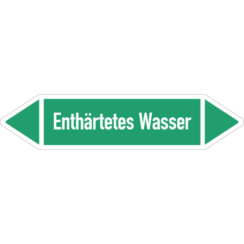 Rohrleitungsetikett Enthärtetes Wasser, gemäß DIN 2403, grün-weiß, für Rohre mit Ø ab 90 mm, Standardfolie, 440 x 100 mm, 2 St./Bogen Rohrleitungsetikett Enthärtetes Wasser, gemäß DIN 2403, grün-weiß, für Rohre mit Ø ab 90 mm, Standardfolie, 440 x 100 mm, 2 St./Bogen