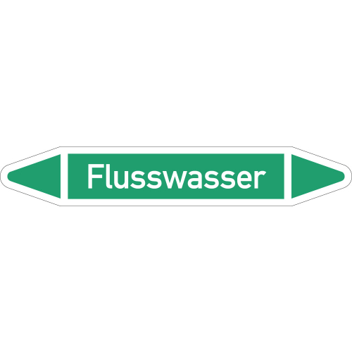 Rohrleitungsetikett Flusswasser, gemäß DIN 2403, grün-weiß, für Rohre mit Ø 40 - 60 mm, Standardfolie, 218 x 37 mm, 5 St./Bogen Rohrleitungsetikett Flusswasser, gemäß DIN 2403, grün-weiß, für Rohre mit Ø 40 - 60 mm, Standardfolie, 218 x 37 mm, 5 St./Bogen