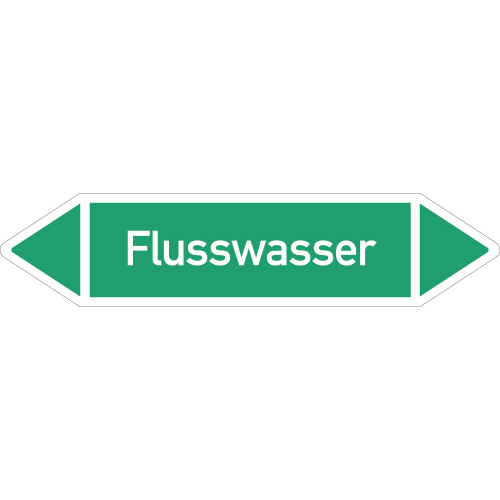 Rohrleitungsetikett Flusswasser, gemäß DIN 2403, grün-weiß, für Rohre mit Ø ab 90 mm, Standardfolie, 440 x 100 mm, 2 St./Bogen Rohrleitungsetikett Flusswasser, gemäß DIN 2403, grün-weiß, für Rohre mit Ø ab 90 mm, Standardfolie, 440 x 100 mm, 2 St./Bogen
