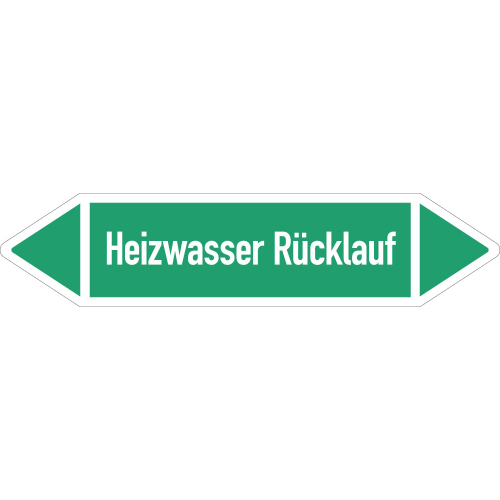 Rohrleitungsetikett Heizwasser Rücklauf, gemäß DIN 2403, grün-weiß, für Rohre mit Ø ab 90 mm, Standardfolie, 440 x 100 mm, 2 St./Bogen Rohrleitungsetikett Heizwasser Rücklauf, gemäß DIN 2403, grün-weiß, für Rohre mit Ø ab 90 mm, Standardfolie, 440 x 100 mm, 2 St./Bogen