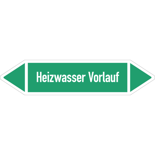 Rohrleitungsetikett Heizwasser Vorlauf, gemäß DIN 2403, grün-weiß, für Rohre mit Ø ab 90 mm, Standardfolie, 440 x 100 mm, 2 St./Bogen Rohrleitungsetikett Heizwasser Vorlauf, gemäß DIN 2403, grün-weiß, für Rohre mit Ø ab 90 mm, Standardfolie, 440 x 100 mm, 2 St./Bogen