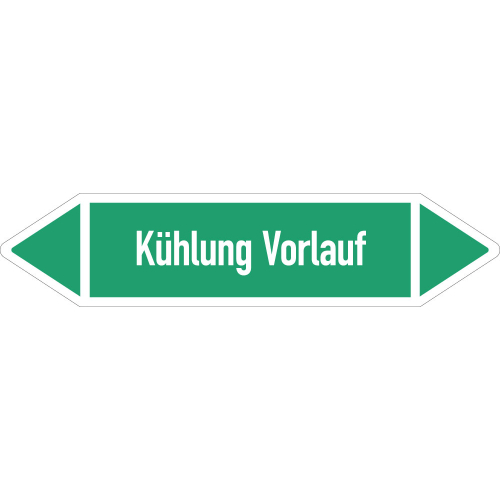 Rohrleitungsetikett Kühlung Vorlauf, gemäß DIN 2403, grün-weiß, für Rohre mit Ø ab 90 mm, Standardfolie, 440 x 100 mm, 2 St./Bogen Rohrleitungsetikett Kühlung Vorlauf, gemäß DIN 2403, grün-weiß, für Rohre mit Ø ab 90 mm, Standardfolie, 440 x 100 mm, 2 St./Bogen