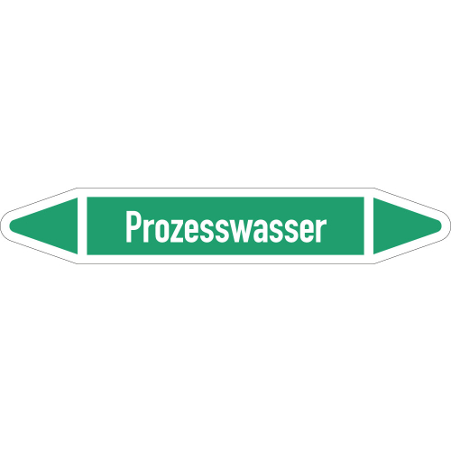 Rohrleitungsetikett Prozesswasser, gemäß DIN 2403, grün-weiß, für Rohre mit Ø 40 - 60 mm, Standardfolie, 218 x 37 mm, 5 St./Bogen Rohrleitungsetikett Prozesswasser, gemäß DIN 2403, grün-weiß, für Rohre mit Ø 40 - 60 mm, Standardfolie, 218 x 37 mm, 5 St./Bogen