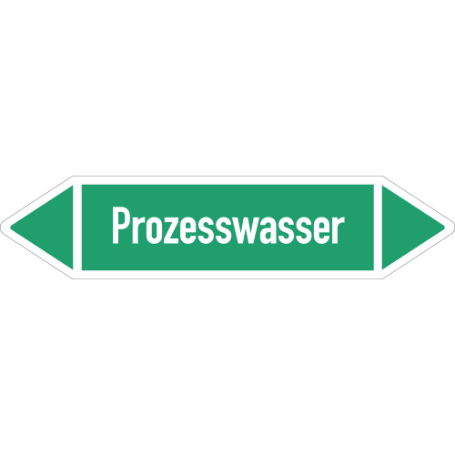 Rohrleitungsetikett Prozesswasser, gemäß DIN 2403, grün-weiß, für Rohre mit Ø ab 90 mm, Standardfolie, 440 x 100 mm, 2 St./Bogen