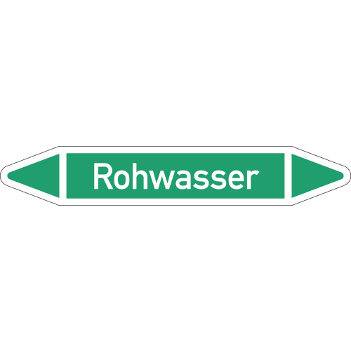 Rohrleitungsetikett Rohwasser, gemäß DIN 2403, grün-weiß, für Rohre mit Ø 25 - 40 mm, Standardfolie, 154 x 26 mm, 5 St./Bogen Rohrleitungsetikett Rohwasser, gemäß DIN 2403, grün-weiß, für Rohre mit Ø 25 - 40 mm, Standardfolie, 154 x 26 mm, 5 St./Bogen