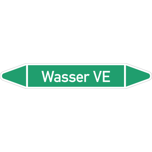 Rohrleitungsetikett Wasser VE, gemäß DIN 2403, grün-weiß, für Rohre mit Ø 60 - 90 mm, Standardfolie, 310 x 52 mm, 3 St./Bogen Rohrleitungsetikett Wasser VE, gemäß DIN 2403, grün-weiß, für Rohre mit Ø 60 - 90 mm, Standardfolie, 310 x 52 mm, 3 St./Bogen