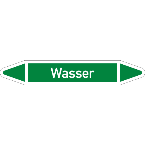 Rohrleitungsetikett Wasser, gemäß DIN 2403, grün-weiß, für Rohre mit Ø 40 - 60 mm, Standardfolie, 218 x 37 mm, 5 St./Bogen Rohrleitungsetikett Wasser, gemäß DIN 2403, grün-weiß, für Rohre mit Ø 40 - 60 mm, Standardfolie, 218 x 37 mm, 5 St./Bogen