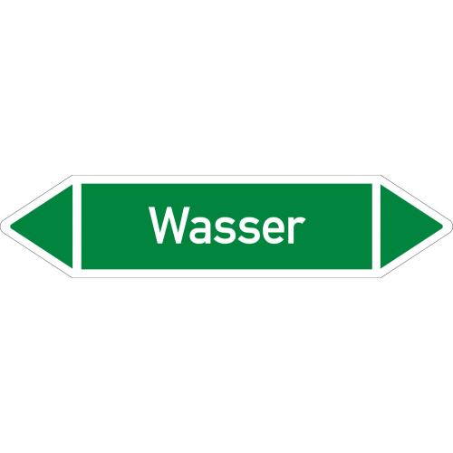 Rohrleitungsetikett Wasser, gemäß DIN 2403, grün-weiß, für Rohre mit Ø ab 90 mm, Standardfolie, 440 x 100 mm, 2 St./Bogen