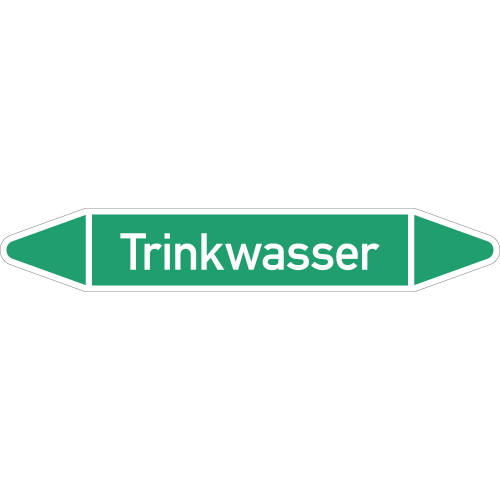 Rohrleitungsetikett Trinkwasser, gemäß DIN 2403, grün-weiß, für Rohre mit Ø 60 - 90 mm, Standardfolie, 310 x 52 mm, 3 St./Bogen Rohrleitungsetikett Trinkwasser, gemäß DIN 2403, grün-weiß, für Rohre mit Ø 60 - 90 mm, Standardfolie, 310 x 52 mm, 3 St./Bogen