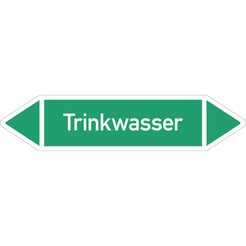 Rohrleitungsetikett Trinkwasser, gemäß DIN 2403, grün-weiß, für Rohre mit Ø ab 90 mm, Standardfolie, 440 x 100 mm, 2 St./Bogen