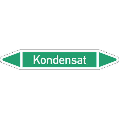 Rohrleitungsetikett Kondenswasser, gemäß DIN 2403, grün-weiß, für Rohre mit Ø 25 - 40 mm, Standardfolie, 154 x 26 mm, 5 St./Bogen