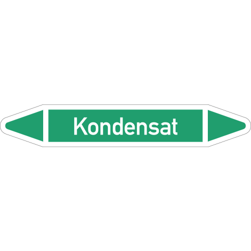 Rohrleitungsetikett Kondenswasser, gemäß DIN 2403, grün-weiß, für Rohre mit Ø 40 - 60 mm, Standardfolie, 218 x 37 mm, 5 St./Bogen Rohrleitungsetikett Kondenswasser, gemäß DIN 2403, grün-weiß, für Rohre mit Ø 40 - 60 mm, Standardfolie, 218 x 37 mm, 5 St./Bogen