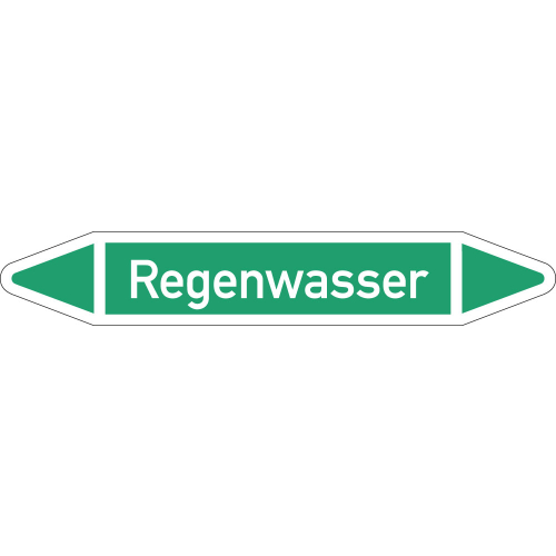 Rohrleitungsetikett Regenwasser, gemäß DIN 2403, grün-weiß, für Rohre mit Ø 25 - 40 mm, Standardfolie, 154 x 26 mm, 5 St./Bogen Rohrleitungsetikett Regenwasser, gemäß DIN 2403, grün-weiß, für Rohre mit Ø 25 - 40 mm, Standardfolie, 154 x 26 mm, 5 St./Bogen