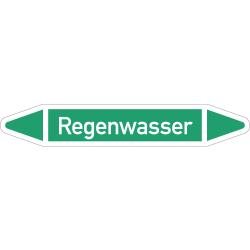 Rohrleitungsetikett Regenwasser, gemäß DIN 2403, grün-weiß, für Rohre mit Ø 40 - 60 mm, Standardfolie, 218 x 37 mm, 5 St./Bogen Rohrleitungsetikett Regenwasser, gemäß DIN 2403, grün-weiß, für Rohre mit Ø 40 - 60 mm, Standardfolie, 218 x 37 mm, 5 St./Bogen