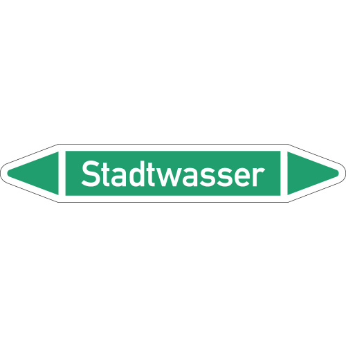 Rohrleitungsetikett Stadtwasser, gemäß DIN 2403, grün-weiß, für Rohre mit Ø 25 - 40 mm, Standardfolie, 154 x 26 mm, 5 St./Bogen Rohrleitungsetikett Stadtwasser, gemäß DIN 2403, grün-weiß, für Rohre mit Ø 25 - 40 mm, Standardfolie, 154 x 26 mm, 5 St./Bogen