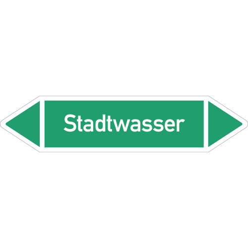 Rohrleitungsetikett Stadtwasser, gemäß DIN 2403, grün-weiß, für Rohre mit Ø ab 90 mm, Standardfolie, 440 x 100 mm, 2 St./Bogen Rohrleitungsetikett Stadtwasser, gemäß DIN 2403, grün-weiß, für Rohre mit Ø ab 90 mm, Standardfolie, 440 x 100 mm, 2 St./Bogen