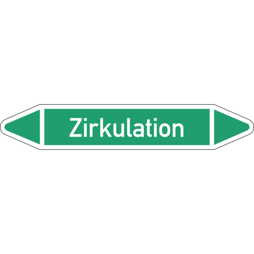 Rohrleitungsetikett Zirkulation, gemäß DIN 2403, grün-weiß, für Rohre mit Ø 15 - 25 mm, Standardfolie, 96 x 17 mm, 8 St./Bogen Rohrleitungsetikett Zirkulation, gemäß DIN 2403, grün-weiß, für Rohre mit Ø 15 - 25 mm, Standardfolie, 96 x 17 mm, 8 St./Bogen