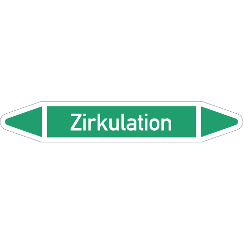 Rohrleitungsetikett Zirkulation, gemäß DIN 2403, grün-weiß, für Rohre mit Ø 40 - 60 mm, Standardfolie, 218 x 37 mm, 5 St./Bogen Rohrleitungsetikett Zirkulation, gemäß DIN 2403, grün-weiß, für Rohre mit Ø 40 - 60 mm, Standardfolie, 218 x 37 mm, 5 St./Bogen