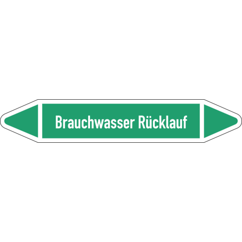 Rohrleitungsetikett Brauchwasser Rücklauf, gemäß DIN 2403, grün-weiß, für Rohre mit Ø 15 - 25 mm, Standardfolie, 96 x 17 mm, 8 St./Bogen Rohrleitungsetikett Brauchwasser Rücklauf, gemäß DIN 2403, grün-weiß, für Rohre mit Ø 15 - 25 mm, Standardfolie, 96 x 17 mm, 8 St./Bogen