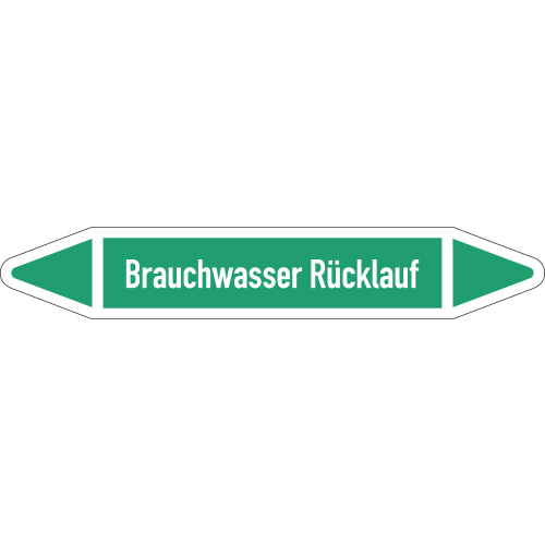 Rohrleitungsetikett Brauchwasser Rücklauf, gemäß DIN 2403, grün-weiß, für Rohre mit Ø 25 - 40 mm, Standardfolie, 154 x 26 mm, 5 St./Bogen Rohrleitungsetikett Brauchwasser Rücklauf, gemäß DIN 2403, grün-weiß, für Rohre mit Ø 25 - 40 mm, Standardfolie, 154 x 26 mm, 5 St./Bogen